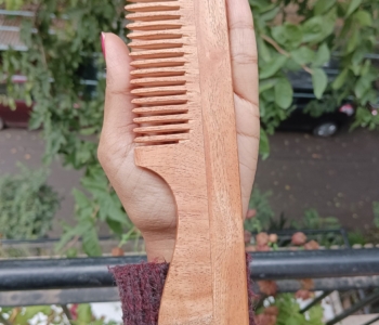 Fine-Tooth Neem Comb With Handle